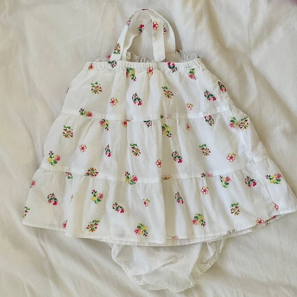 Janie and Jack White Floral Diaper Cover